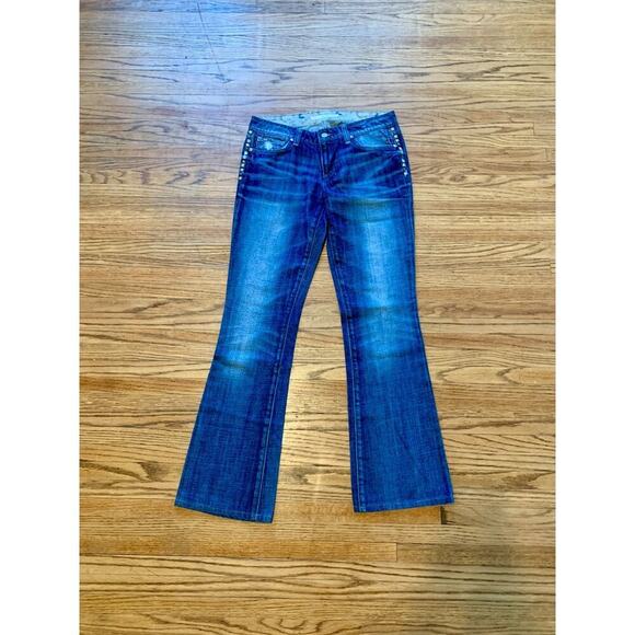 Joe Jeans 28 Honey Fit Curvy Medium Wash Low Rise Bootcut Stud Rhinestone Warhol - Picture 1 of 14